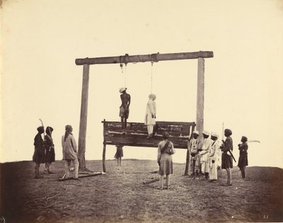 Zwei Sepoys der 31. einheimischen Infanterie, die 1857 in Lucknow gehängt wurden von Felice Beato