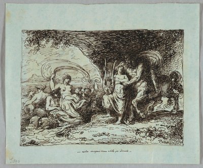 Achilles wird vom Zentaur Chiron im Spielen der Lyra unterrichtet von Felice Giani