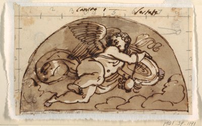 Krebs, Lunette für die Decke, Sala Ottagonale, Palazzo Milzetti, Faenza von Felice Giani