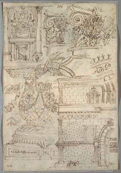 Dekorative Studie; Verso: Anatomische Studie von Felice Giani