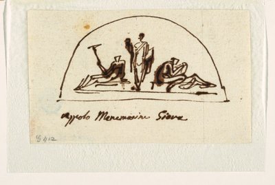 Entwurf für eine Lünette mit Apollo, Mnemosyne und Jove von Felice Giani