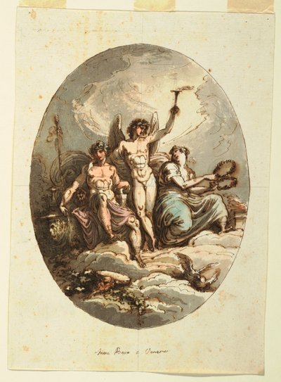 Entwurf für Wand- oder Deckendekoration mit Bacchus, Hymen und Venus von Felice Giani