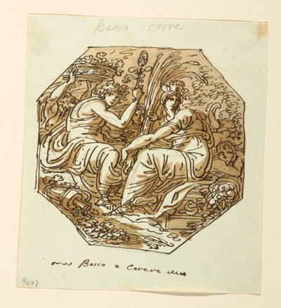 Zeichnung, Bacchus und Ceres von Felice Giani