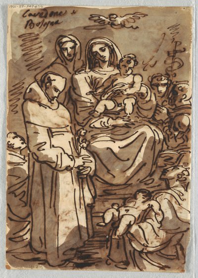 Heilige Dreifaltigkeit mit dem toten Christus in Herrlichkeit nach Palma Giovane; Anbetung der Könige, Studie nach Lodovico Carracci von Felice Giani