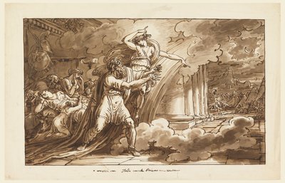 Iris ermutigt Priamos, den Körper von Hektor von Achilles zu erbitten von Felice Giani