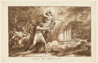 Iris ermutigt Priamos, den Körper von Hektor von Achilles zu erbitten von Felice Giani