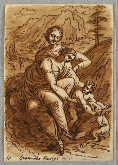 Madonna und Kind mit St. Anna und Lamm, nach Leonardo von Felice Giani