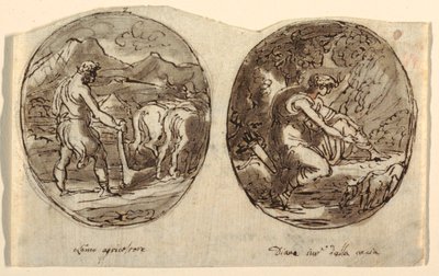 Der Bauer, Diana die Göttin der Jagd, Entwurf für Gewölbedecke, Sala dei Legislatori, Palazzo Conti-Sinibaldi, Faenza von Felice Giani