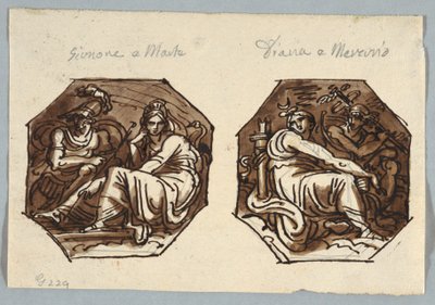 Mars und Juno; Merkur und Diana in diagonaler Komposition von Felice Giani