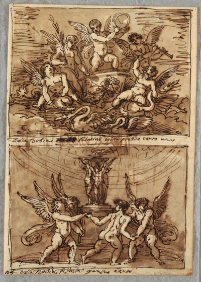 Putti in einem Wagen mit Delfinen und Schwänen von Felice Giani