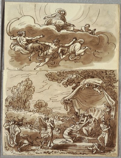 Heiliger in Ekstase, nach Franceschini; klassisierte Version der Vision der hl. Katharina von Vigri, Studie nach Franceschini von Felice Giani
