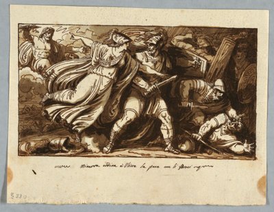 Blatt aus einem Skizzenbuch: Minerva befiehlt Ulysses, Frieden mit den Freiern der Penelope zu schließen von Felice Giani
