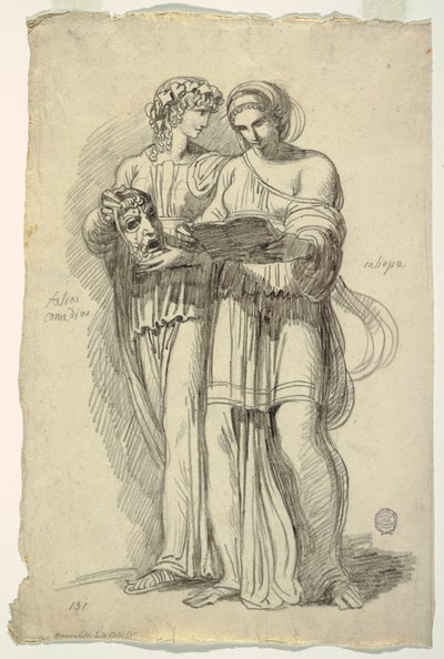 Thalia, Muse der Komödie und Kalliope, Muse der epischen Dichtung von Felice Giani