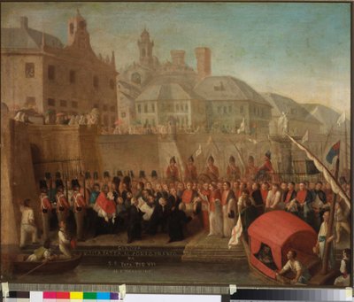 Besuch des Freihafens von Genua durch H.S. Papst Pius VII, ca. 1818 von Felice Guascone