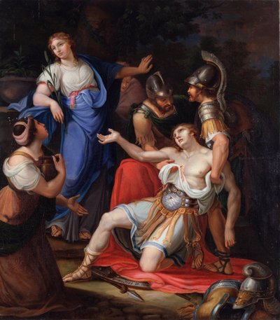 Paris tödlich verwundet durch einen Pfeil von Philoctetes von Felice Vinelli