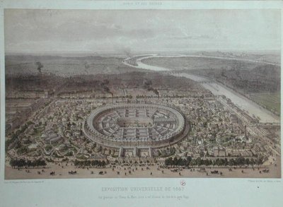 Gesamtansicht der Weltausstellung in Paris 1867, aufgenommen vom Rapp-Tor von Felix Benoist