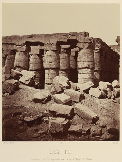 Säulen der Hypostylhalle, Blick von Norden. [Karnak, Theben] von Félix Bonfils