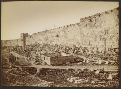 Mauer und das Tor von Jerusalem von Félix Bonfils