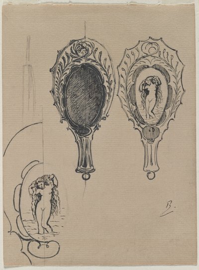 Entwurf für einen Handspiegel, ca. 1900-1902 von Felix Bracquemond