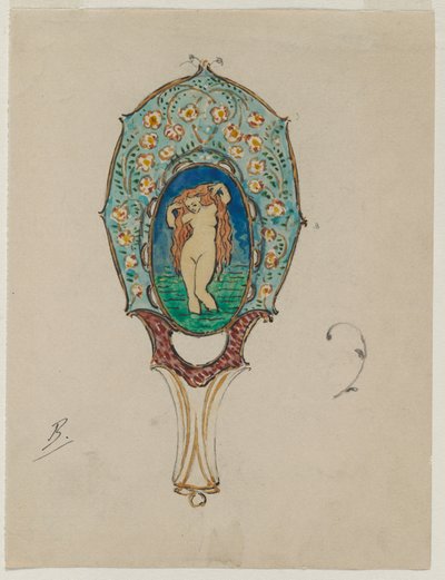 Entwurf für einen Handspiegel, um 1900-1902 von Felix Bracquemond