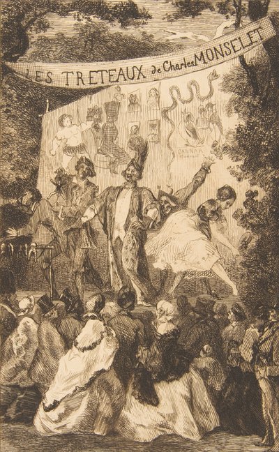 Frontispiz für Les Tréteaux de Monselet von Felix Bracquemond