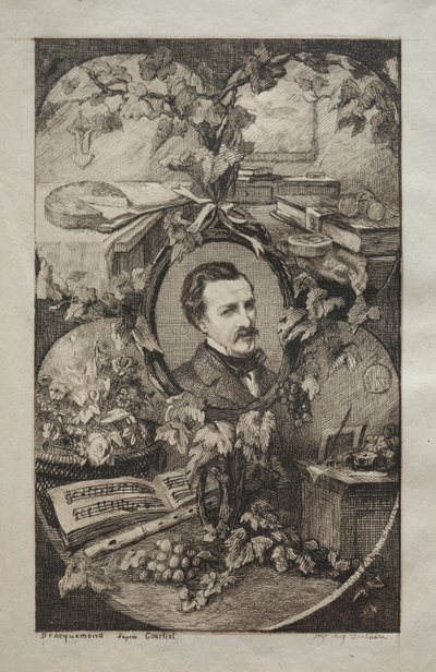 Frontispiz für "Neue Werke von Champfleury, Die Freunde der Natur:" Porträt von Champfleury, nach Gustave Courbet von Felix Bracquemond