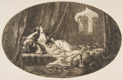 Odaliske, die in einem Harem ruht, aus Titres de Romance, 1857 von Felix Bracquemond