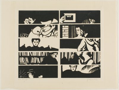 Stornierungsblatt, Fragmente von zehn Holzblöcken aus Intimitäten von Felix Edouard Vallotton