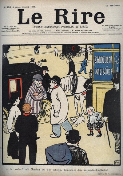 Hey! Kutscher! Titelblatt der Zeitung „Le Rire“, 23. Juni 1898, Zeichnung von Felix Vallotton von Felix Edouard Vallotton