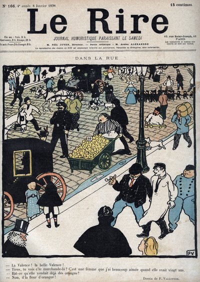 Auf der Straße - Titelblatt der Zeitung „Le Rire“, vom 6. Januar 1898, Zeichnung von Felix Vallotton von Felix Edouard Vallotton