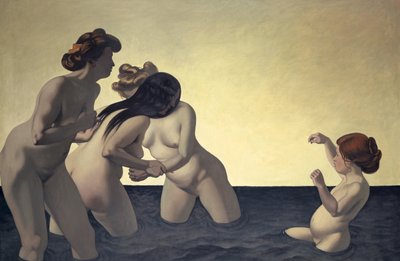 Drei Frauen und ein kleines Mädchen spielen im Wasser, 1907 von Felix Edouard Vallotton