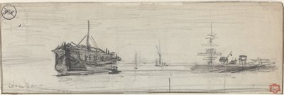 Schiffe im Hafen von London [recto], ca. 1884 von Felix Hilaire Buhot