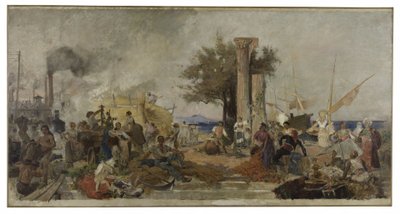Skizze für die Kuppel der Pariser Handelsbörse: Handelsaktivität in Europa, ca. 1889 von Felix Hippolyte Lucas
