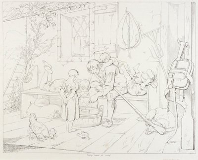Rip unterhält Kinder (Rip Van Winkle, Illustration) von Felix Octavius Carr Darley