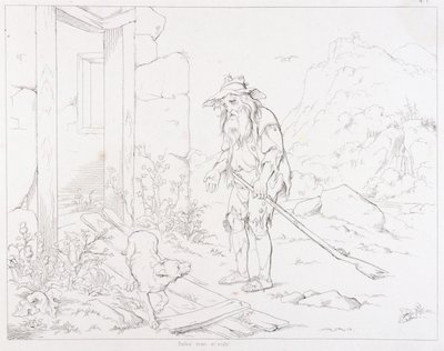 (Rip Van Winkle, Illustration) Rip kehrt zu seinem Haus in Ruinen zurück von Felix Octavius Carr Darley