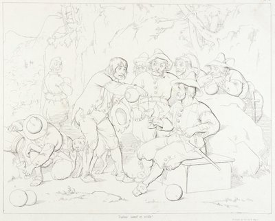 (Rip Van Winkle, Illustration) Rip serviert den seltsamen Männern in den Bergen Alkohol von Felix Octavius Carr Darley