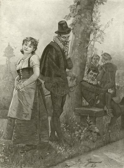 Verlorene Liebesmüh. Akt I, Szene II (Gravur) von Felix Octavius Carr Darley