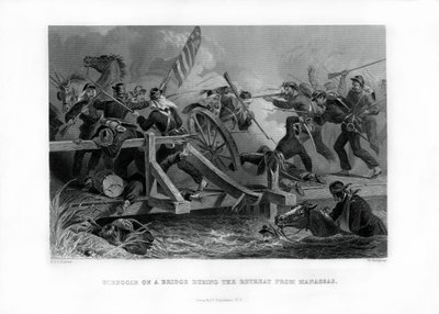 Kampf auf einer Brücke während des Rückzugs von Manassas, Virginia, 1862-1867 von Felix Octavius Carr Darley