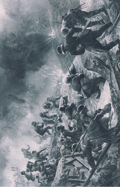 Angriff, Illustration aus Hindenburg, veröffentlicht von Daterlandischer Derlag C U Weller Berlin von Felix Schwormstadt