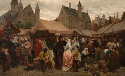 Ein Jahrmarkt in Gent im Mittelalter von Felix de Vigne