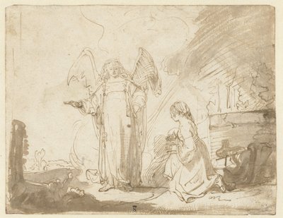 Hagar und der Engel am Brunnen auf dem Weg nach Schur von Ferdinand Bol