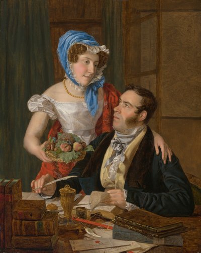 Der Kartograph Professor Josef Jüttner und seine Frau von Ferdinand Georg Waldmuller