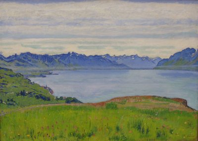 Landschaft am Genfersee mit Blick auf das Wallis von Ferdinand Hodler