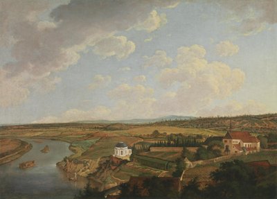 Blick vom Aschaffenburger Schloss auf Frückstückstempel und Kapuzinerkloster (Aschaffenburger Zyklus) von Ferdinand Kobell