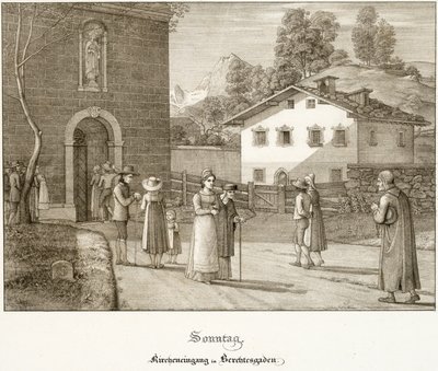 Sonntag: Auf dem Weg zur Kirche bei Berchtesgaden von Ferdinand Olivier
