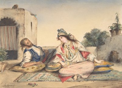 Ein maurisches Paar auf ihrer Terrasse, 1832 von Ferdinand Victor Eugene Delacroix