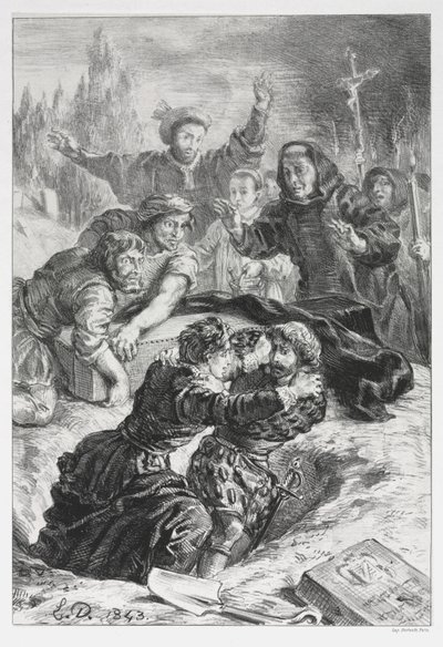Hamlet: Hamlet und Laertes im Grab von Ophelia von Ferdinand Victor Eugene Delacroix