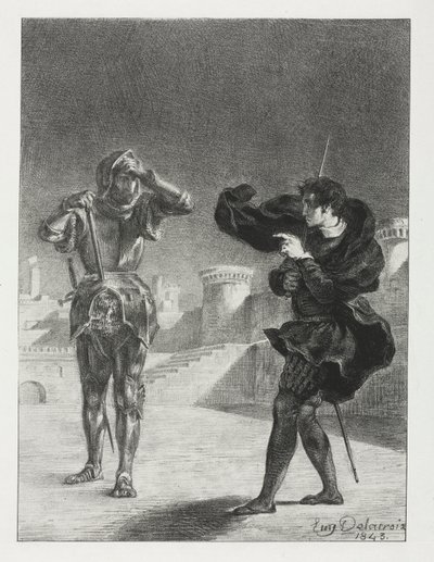 Hamlet: Das Phantom auf der Terrasse, 1843 von Ferdinand Victor Eugene Delacroix