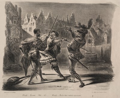Illustrationen für Faust: Duell von Faust und Valentin, 1828 von Ferdinand Victor Eugene Delacroix