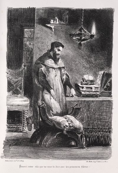 Illustrationen für Faust: Faust in seinem Ankleidezimmer, 1828 von Ferdinand Victor Eugene Delacroix